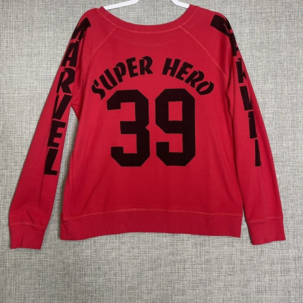 Marvel Shirt Womens XXL Red Off Shoulder Character Top Hulk Captain America Spid - Picture 9 of 12